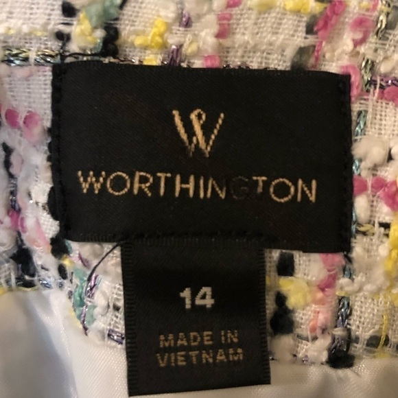 WORTHINGTON Skirt Multi Color with Fringe Lined Womens Size 14 - Picture 9 of 9